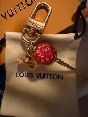 Red & Gold Monogram Lollipop Key Charm